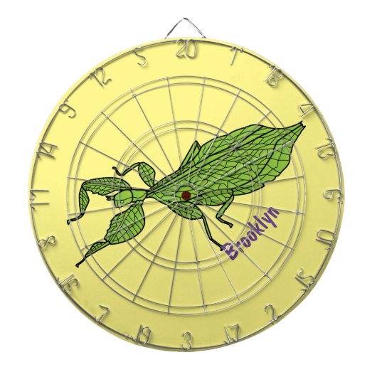 Cute green leaf insect cartoon dartbord (Voorkant)