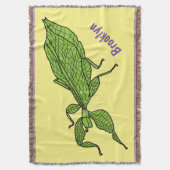 Cute green leaf insect cartoon deken (Voorkant Verticaal)