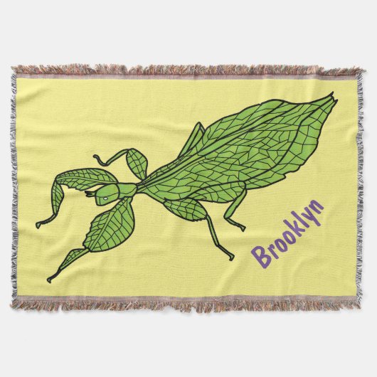Cute green leaf insect cartoon deken (Voorkant)
