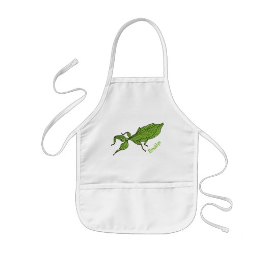 Cute green leaf insect cartoon kinder schort (Voorkant)