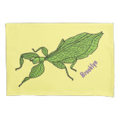 Cute green leaf insect cartoon kussensloop (Voorkant)
