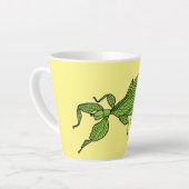 Cute green leaf insect cartoon latte mok (Linkerhoek)