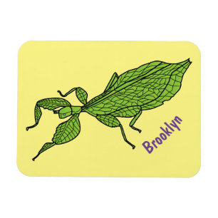 Cute green leaf insect cartoon magneet