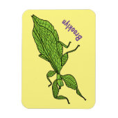 Cute green leaf insect cartoon magneet (Verticaal)