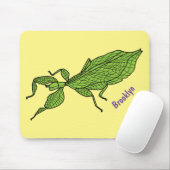 Cute green leaf insect cartoon muismat (Met muis)