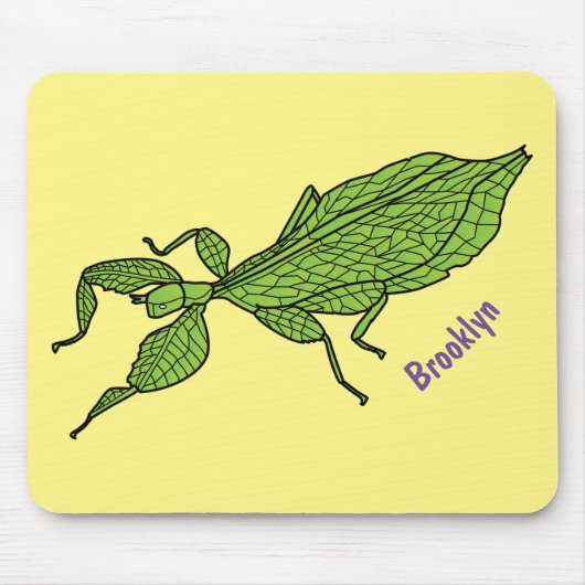 Cute green leaf insect cartoon muismat (Voorkant)