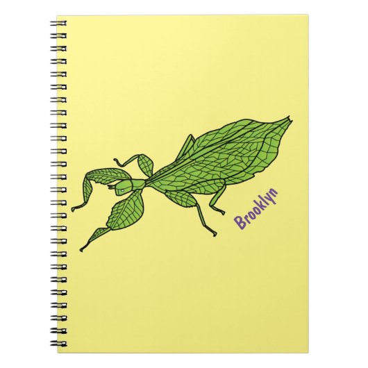 Cute green leaf insect cartoon notitieboek (Voorkant)