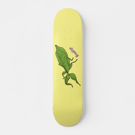 Cute green leaf insect cartoon persoonlijk skateboard (Voorkant)