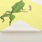 Cute green leaf insect cartoon sherpa deken (3/4)