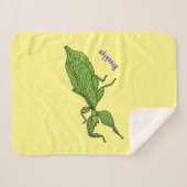 Cute green leaf insect cartoon sherpa deken (Voorkant (horizontaal))