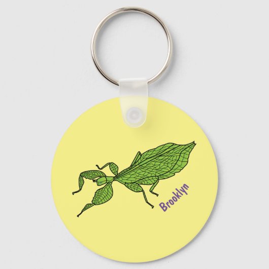 Cute green leaf insect cartoon sleutelhanger (Voorkant)