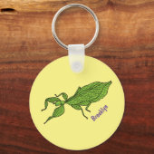 Cute green leaf insect cartoon sleutelhanger (Voorkant)