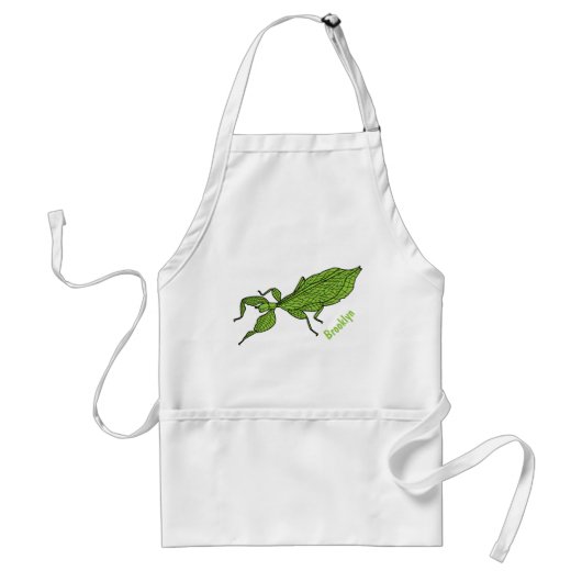 Cute green leaf insect cartoon standaard schort (Voorkant)