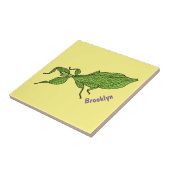 Cute green leaf insect cartoon tegeltje (Zijkant)