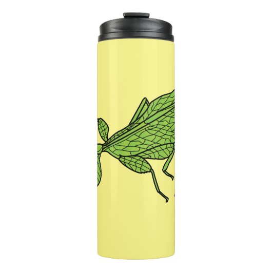 Cute green leaf insect cartoon thermosbeker (Voorkant)