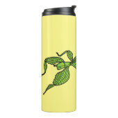 Cute green leaf insect cartoon thermosbeker (Gedraaid links)