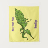 Cute green leaf insect cartoon wandkleed (Voorkant)