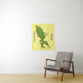 Cute green leaf insect cartoon wandkleed (In situ)