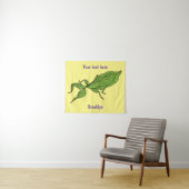 Cute green leaf insect cartoon wandkleed (In Situ (horizontaal))