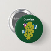 Cute green leaf natuur lover name ronde button 5,7 cm (Voorkant /achterkant)