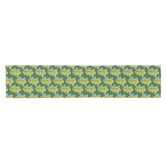 Cute Green Leaves Pattern Korte Tafelloper (Horizontaal)