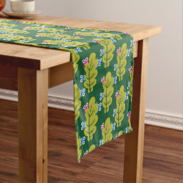 Cute Green Leaves Pattern Korte Tafelloper