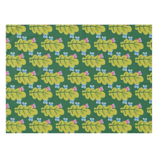Cute Green Leaves Pattern Tafelkleed (Voorkant (Horizontaal))