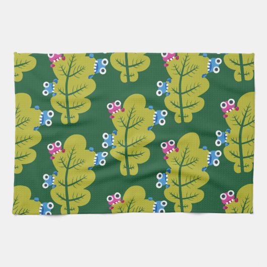 Cute Green Leaves Pattern Theedoek (Horizontaal)