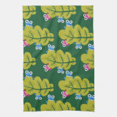 Cute Green Leaves Pattern Theedoek (Verticaal)