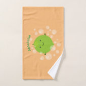 Cute green limoen bubbles cartoon afbeelding bad handdoek (Handdoek)