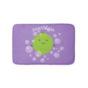 Cute green limoen bubbles cartoon afbeelding badmat
