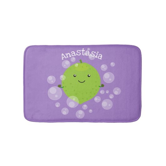 Cute green limoen bubbles cartoon afbeelding badmat (Voorkant)