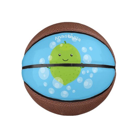 Cute green limoen bubbles cartoon afbeelding basketbal (Voorkant)