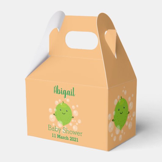 Cute green limoen bubbles cartoon afbeelding bedankdoosjes (Voorkant Zijde)