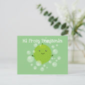 Cute green limoen bubbles cartoon afbeelding briefkaart (Staand voorkant)