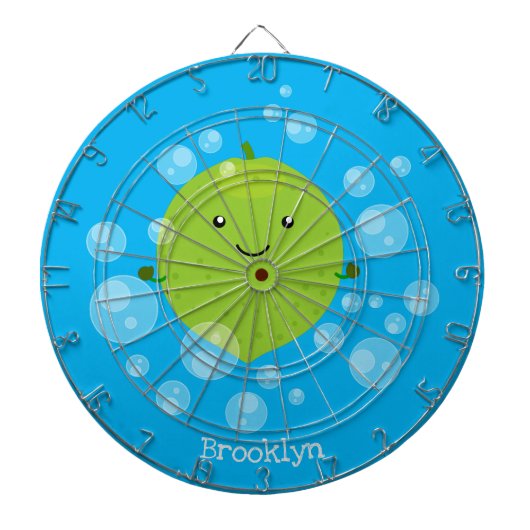 Cute green limoen bubbles cartoon afbeelding dartbord (Voorkant)
