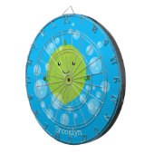 Cute green limoen bubbles cartoon afbeelding dartbord (Voorkant Rechts)