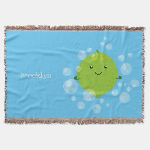 Cute green limoen bubbles cartoon afbeelding deken
