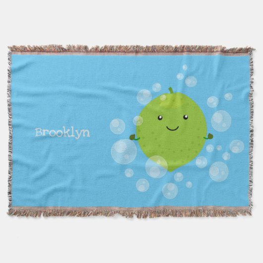 Cute green limoen bubbles cartoon afbeelding deken (Voorkant)