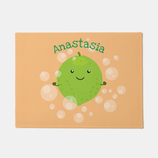 Cute green limoen bubbles cartoon afbeelding deurmat (Voorkant)