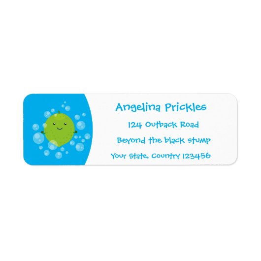 Cute green limoen bubbles cartoon afbeelding etiket (Voorkant)