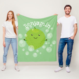 Cute green limoen bubbles cartoon afbeelding fleece deken