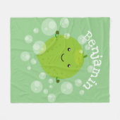Cute green limoen bubbles cartoon afbeelding fleece deken (Voorkant (Horizontaal))