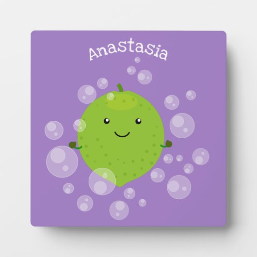 Cute green limoen bubbles cartoon afbeelding fotoplaat (Voorkant)