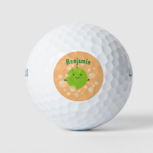 Cute green limoen bubbles cartoon afbeelding golfballen (Voorkant)