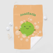 Cute green limoen bubbles cartoon afbeelding golfhanddoek (Insitu)