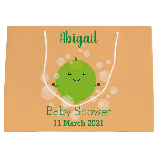 Cute green limoen bubbles cartoon afbeelding groot cadeauzakje (Voorkant)