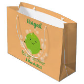 Cute green limoen bubbles cartoon afbeelding groot cadeauzakje (Achterkant Gekanteld)