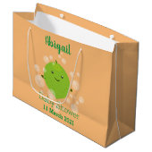 Cute green limoen bubbles cartoon afbeelding groot cadeauzakje (Voorkant Gekanteld)