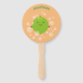 Cute green limoen bubbles cartoon afbeelding handwaaier (Achterkant)
